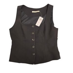 NWT Abercrombie & Fitch black button down vest size small